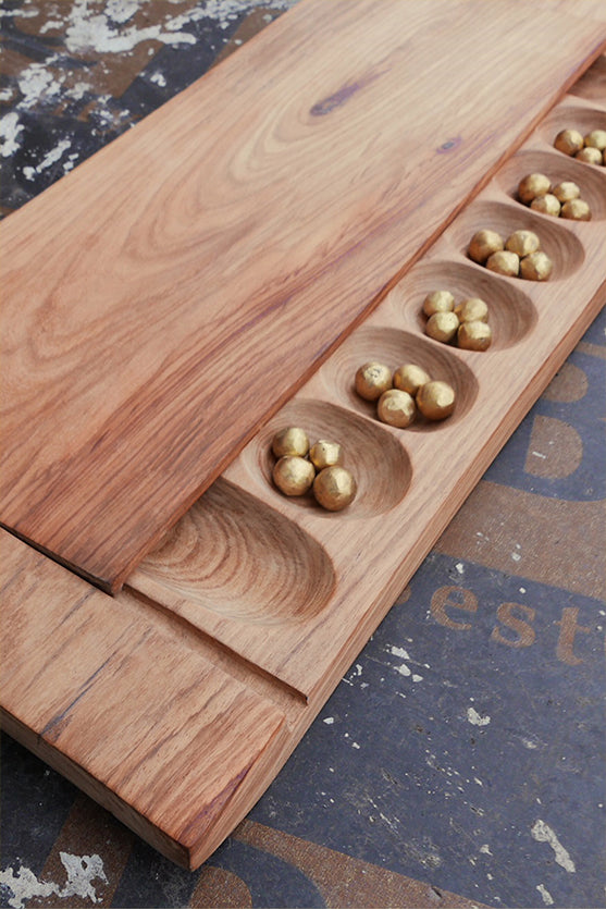 Ayo Board With Bronze Seeds